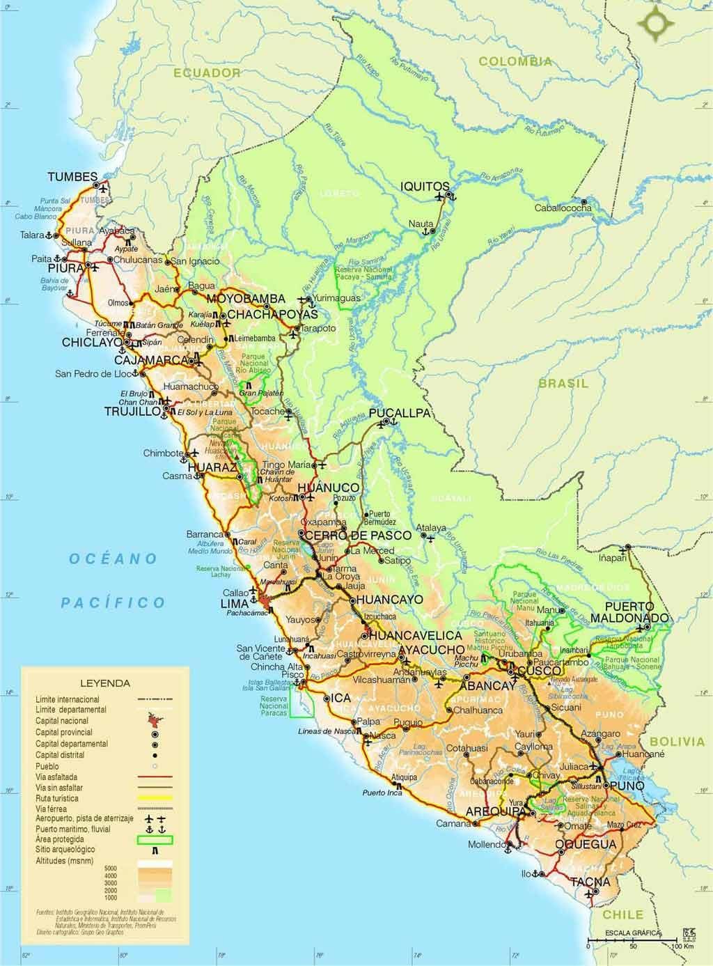 andes மலைகள் பெரு வரைபடம்