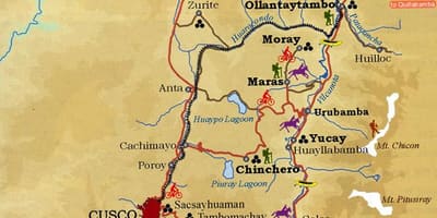 வரைபடம் புனித பள்ளத்தாக்கு cusco பெரு